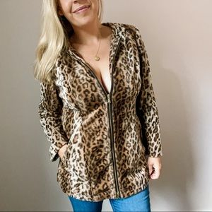 Leopard Print Vegan Fur Coat